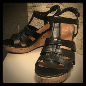Franco Sarto Black Sandal wedges, 6.5